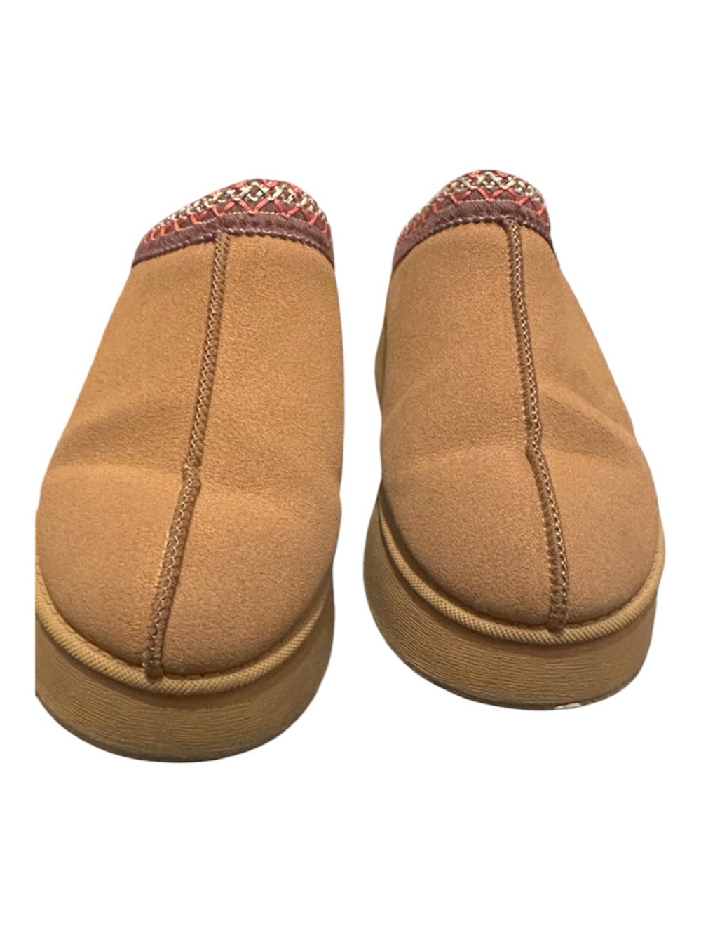 Amazon Women's Slip-On Clog Mules - Tan with Red Accent